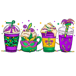 Mardi Gras Party Drinks Design - DTF Ready To Press