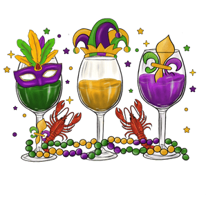 Mardi Gras Party Wine Design - DTF Ready To Press