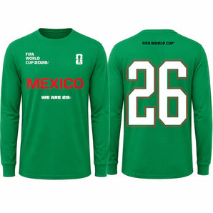 FIFA World Cup 2026 Mexico Long Sleeve Shirt – Official "We Are 26" El Tri Tee