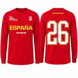 FIFA World Cup 2026 Spain Long Sleeve Shirt – Official "We Are 26" La Roja Tee